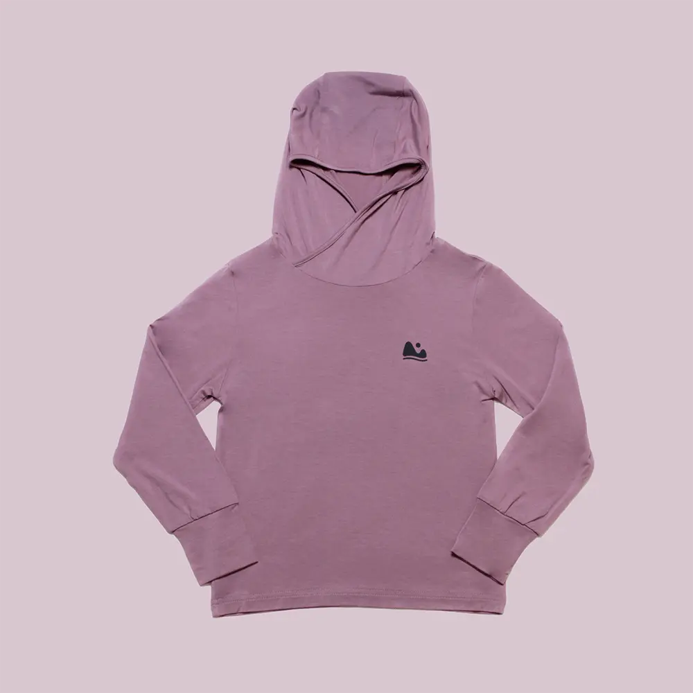 Folded view of dusty pink Bamboo ONE Shirt V2 – soft moms and kids sun shirt for outdoor play