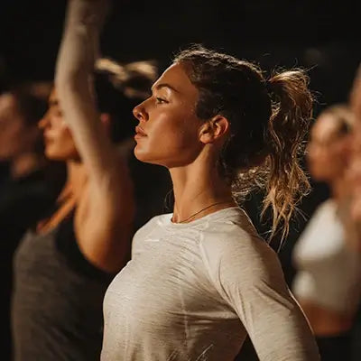 woman doing hot yoga