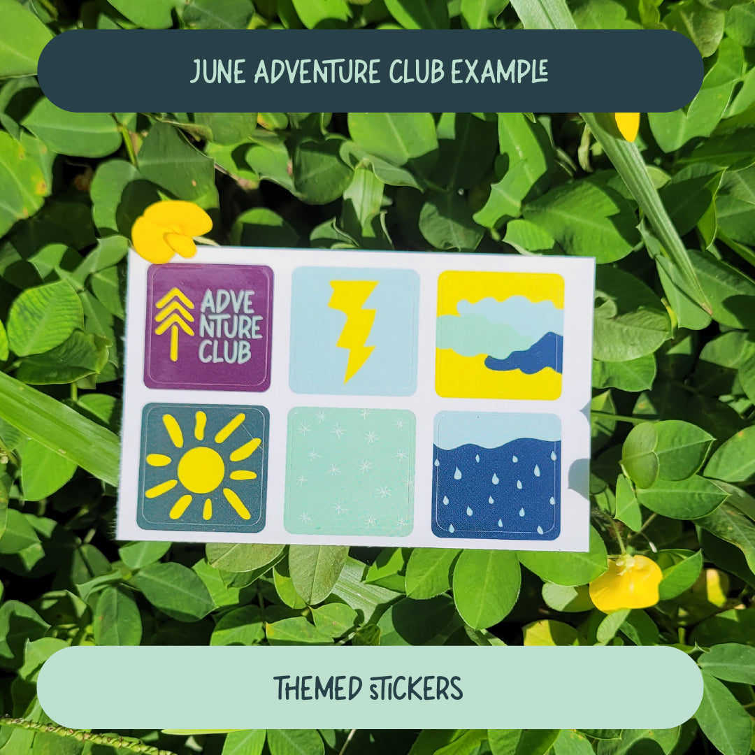 Adventure Club stickers for the monthly membership