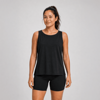 black reversible bamboo women's athletic tank top