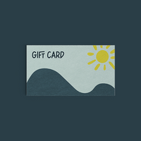 Gift card with a sun and wavy line design on a dark background
