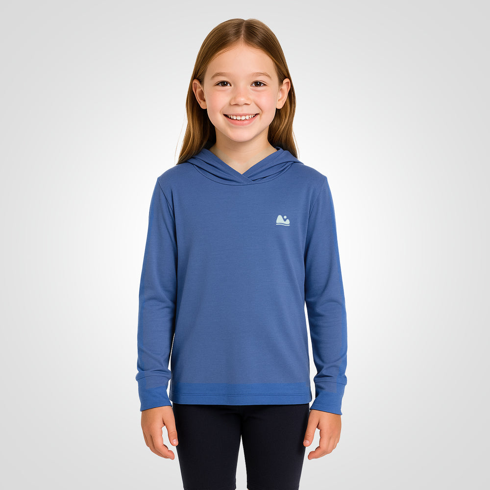 kids blue bamboo sun protecting upf sun shirt and base layer